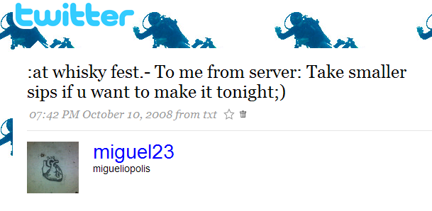 Twitter message from Whisky Fest